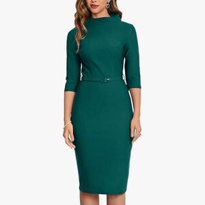 MUXXN Women's 1950s Vintage 3/4 Sleeve Elegant Collar Cocktail Evening Dress